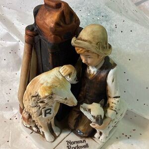 Norman Rockwell Figurine with Boy and Dogs